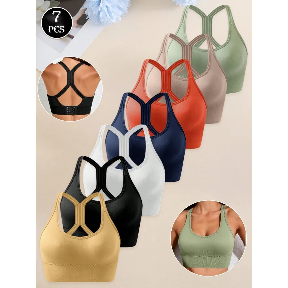 7-PCS Racerback Butterfly Backless Wire-Free Bra With Push-Up And Shock-Absorbing Fit, Running Sports Bra, Bandeau Bra, Vest, Outerwear, Removable Pads, Fitness Bra
7-PCS Racerback Butterfly Backless Wire-Free Bra With Push-Up And Shock-Absorbing Fit, Running Sports Bra, Bandeau Bra, Vest, Outerwear, Removable Pads, Fitness Bra