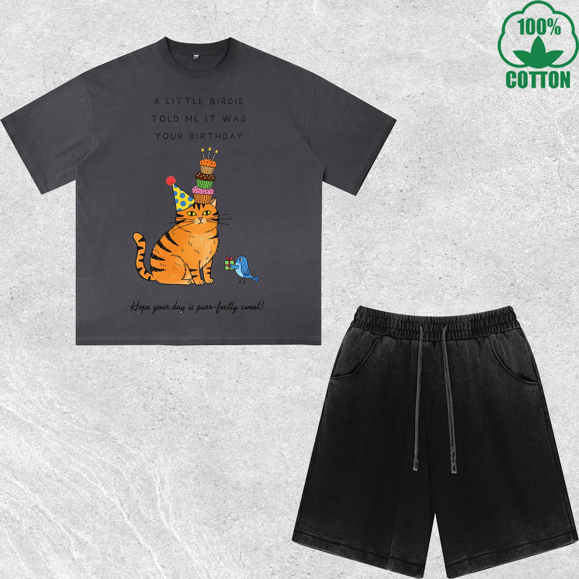 Kitten Blessings Printed Dirty Wash T-Shirt Shorts Set Combo Loose Trendy Fashionable 100%Cotton Short Value Pack
Kitten Blessings Printed Dirty Wash T-Shirt Shorts Set Combo Loose Trendy Fashionable 100%Cotton Short Value Pack