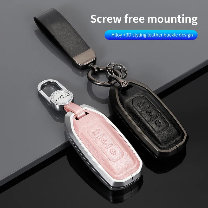 Aluminium Alloy Leather Car Remote Key Case Holder Fob for Ford Territory EV Smart 3 Buttons Remote Key Cover Shell Keychain
Aluminium Alloy Leather Car Remote Key Case Holder Fob for Ford Territory EV Smart 3 Buttons Remote Key Cover Shell Keychain