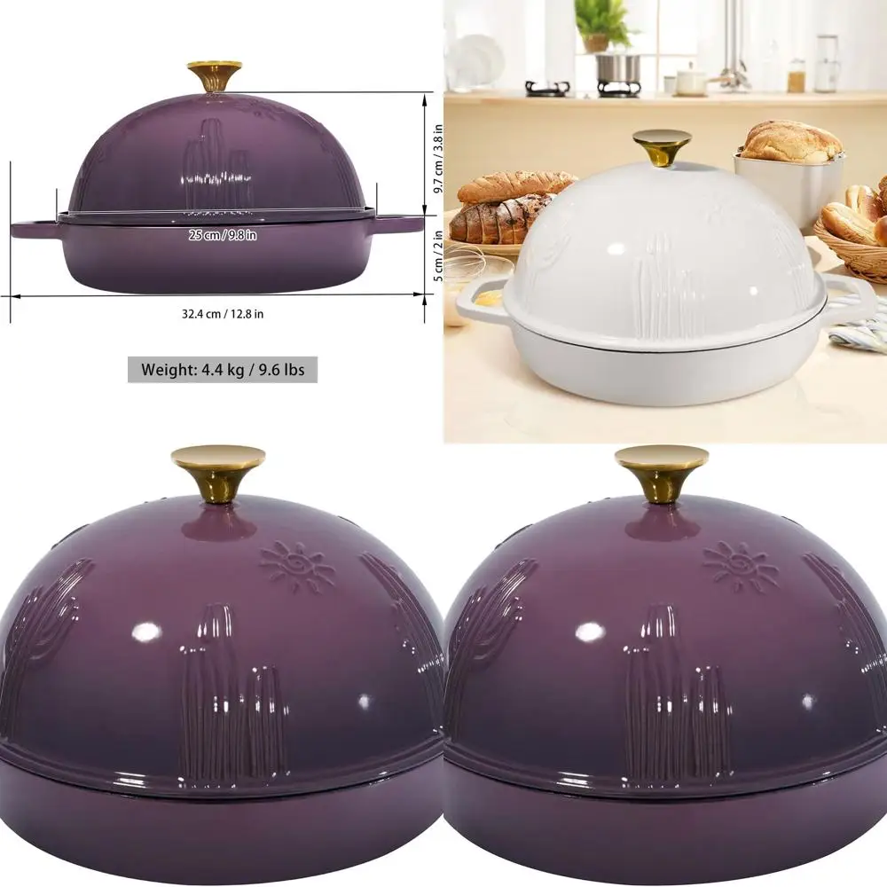Enameled Cast Iron Dutch Oven with Cloche Lid for 9.8 Bread Baking in Magenta
Enameled Cast Iron Dutch Oven with Cloche Lid for 9.8 Bread Baking in Magenta