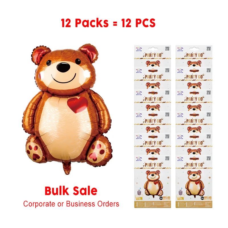 12 Pieces-26.4'' x 35.8'' Cartoon Heart-Shaped Bear Foil Balloons 1pc/Pack 12 Packs for Party Decorations
12 Pieces-26.4'' x 35.8'' Cartoon Heart-Shaped Bear Foil Balloons 1pc/Pack 12 Packs for Party Decorations