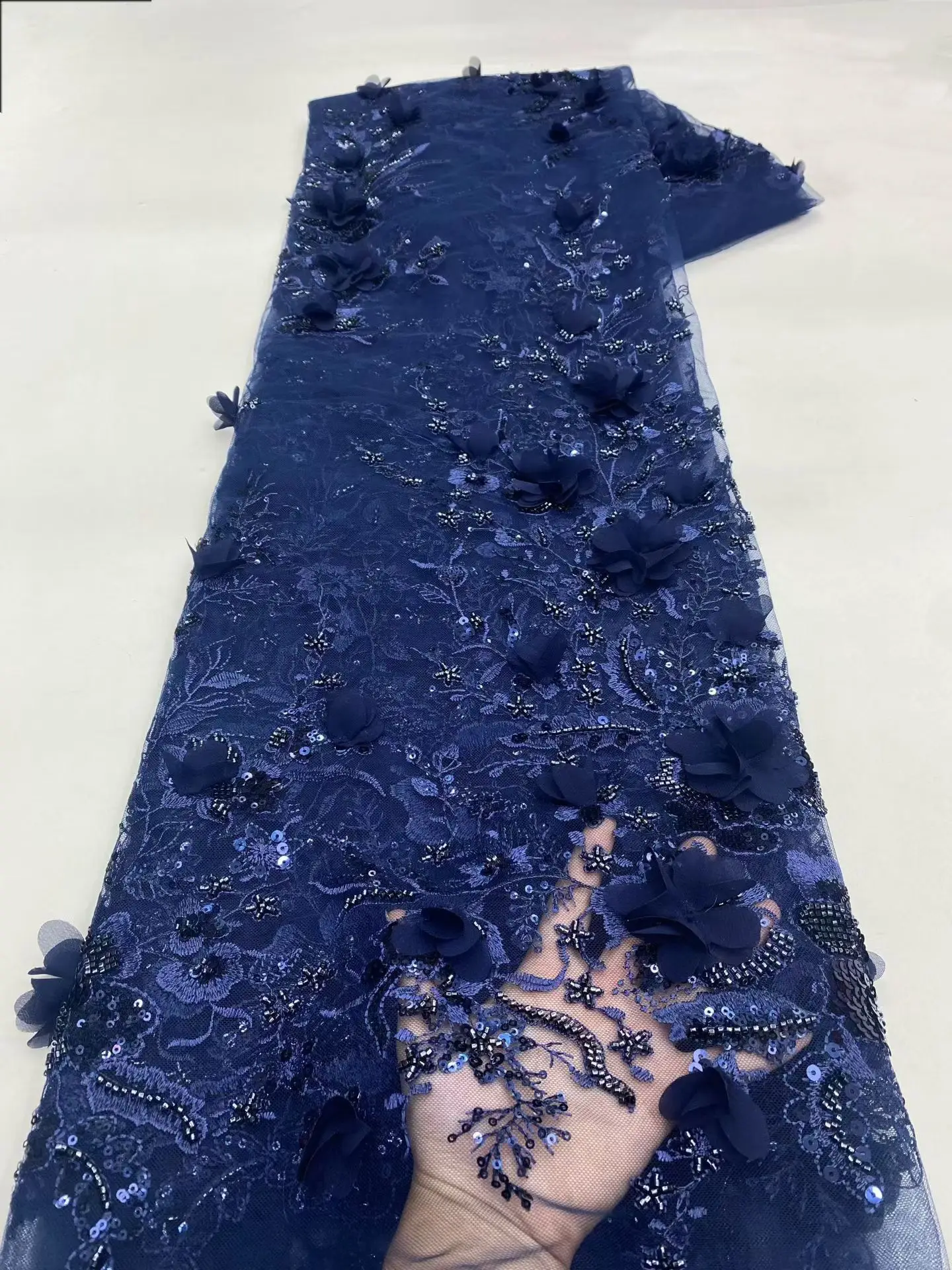New Design Navy Blue 3D Flowers Heavy Beads Sequins African Lace Fabric 2025 High Quality Beaded French Lace Fabric Sew KXX25192
New Design Navy Blue 3D Flowers Heavy Beads Sequins African Lace Fabric 2025 High Quality Beaded French Lace Fabric Sew KXX25192