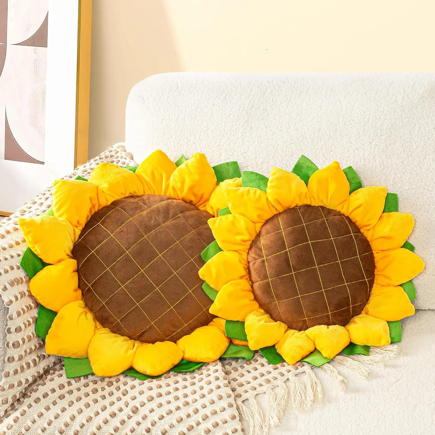 Sunflower Throw Pillow Set, 3D Decorative Cushions for Sofa Living Room Bedroom Decor, Yellow
Sunflower Throw Pillow Set, 3D Decorative Cushions for Sofa Living Room Bedroom Decor, Yellow