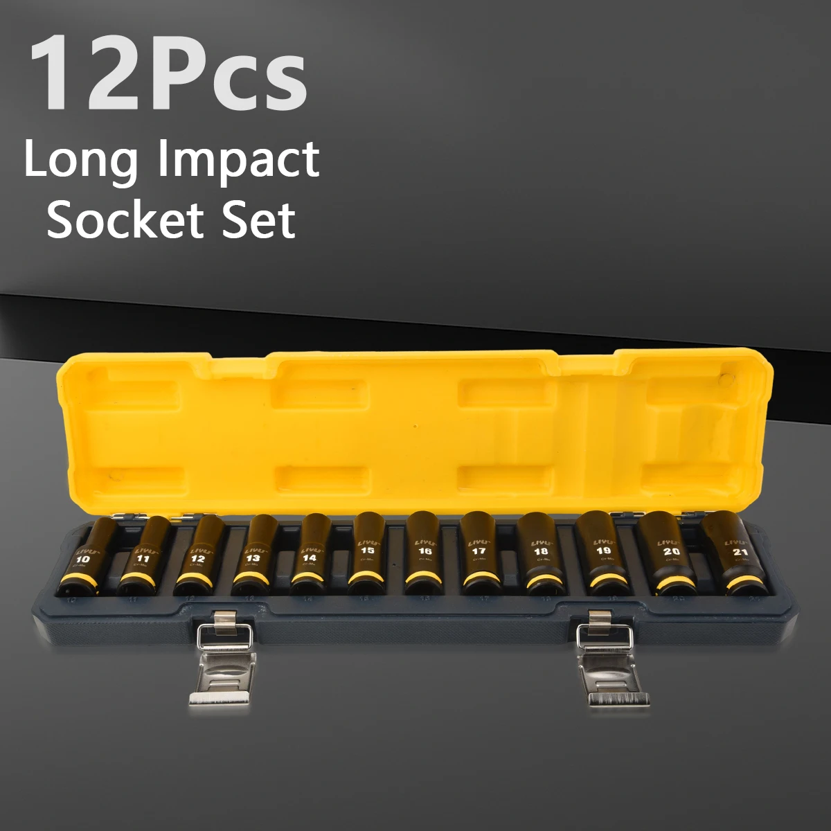 1/2" Drive Heavy-Duty Deep Impact Socket Set 10-21mm, 12pcs Metric Long Sockets for Air Gun/Electric Wrench
1/2" Drive Heavy-Duty Deep Impact Socket Set 10-21mm, 12pcs Metric Long Sockets for Air Gun/Electric Wrench
