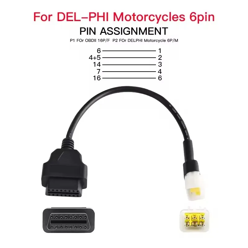 1 шт. для Delphi мотоцикла 6-контактный на 16-контактный кабель OBD2 соединительные кабели адаптер OBD диагностический кабель удлинители 
1 шт. для Delphi мотоцикла 6-контактный на 16-контактный кабель OBD2 соединительные кабели адаптер OBD диагностический кабель удлинители