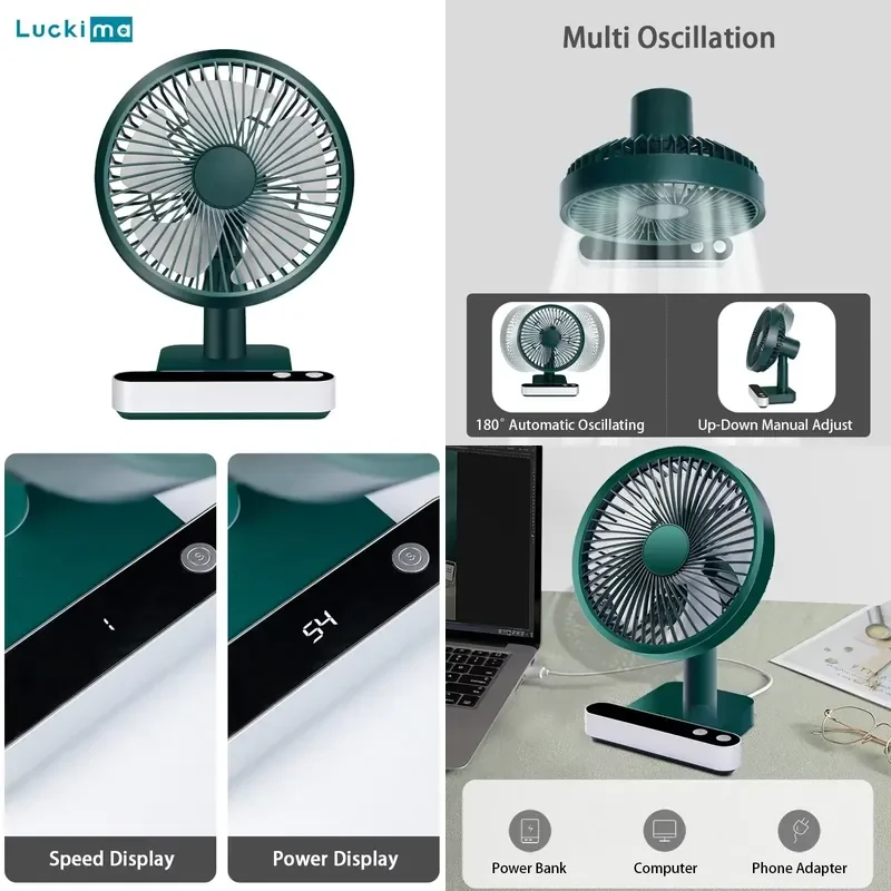 USB Rechargeable Oscillating Desk Fan 4 Speed Settings 5000mAh Mini Table Cooling Fan Adjustable Head Home Office Personal
USB Rechargeable Oscillating Desk Fan 4 Speed Settings 5000mAh Mini Table Cooling Fan Adjustable Head Home Office Personal