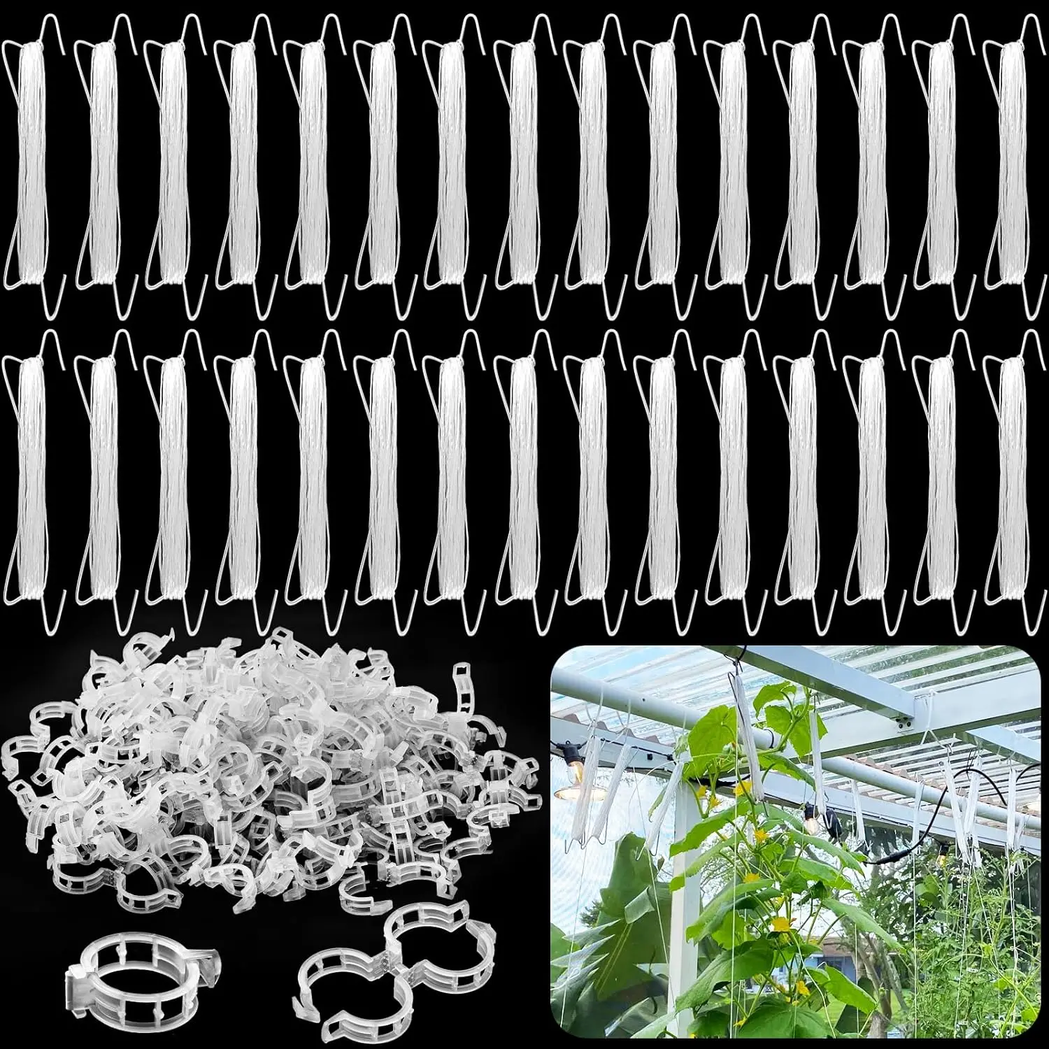 130 Pcs Tomato Hooks with String, Plant Support Clips & 32.8ft Twine for Vegetable Fruit Flower Climbing Plants
130 Pcs Tomato Hooks with String, Plant Support Clips & 32.8ft Twine for Vegetable Fruit Flower Climbing Plants