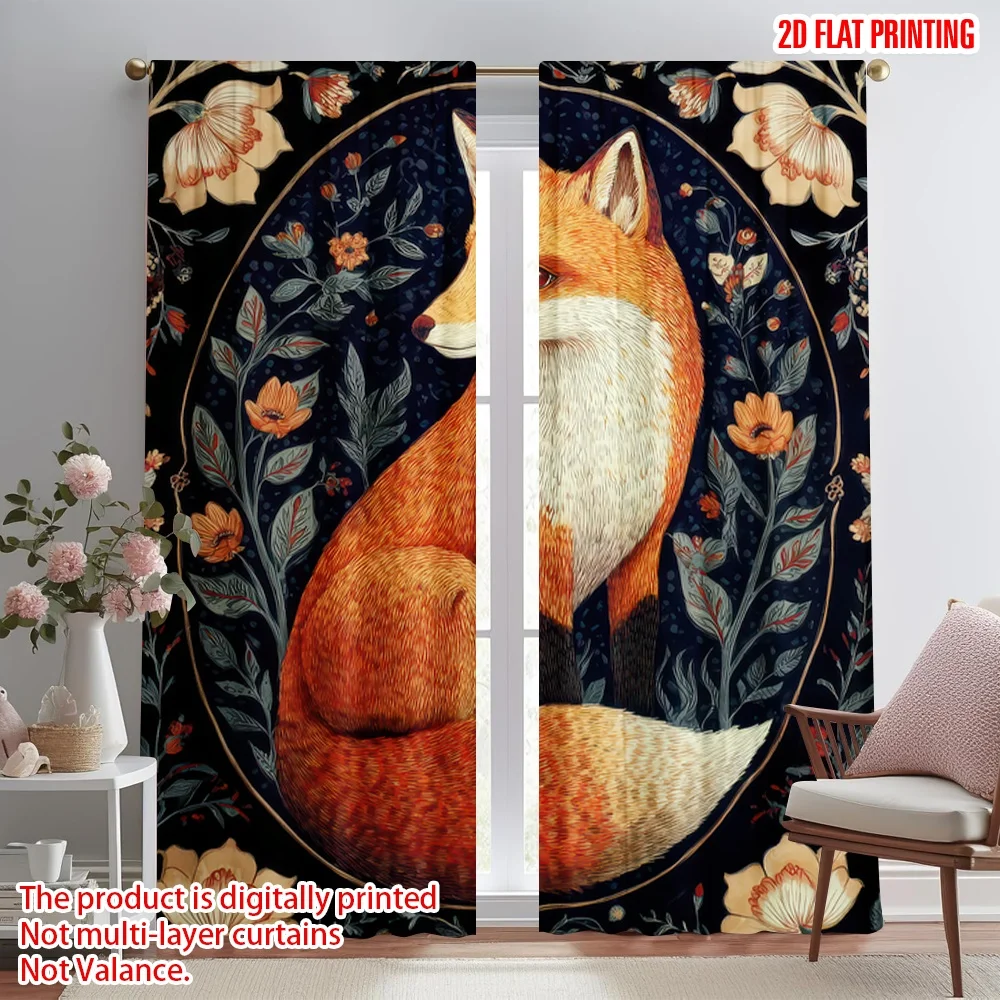 2D flat printing 2pcs Window Treatment Curtains Fox Surrounded by Flowers Digital Printed Polyester Drapes Festive Wall Decor
2D flat printing 2pcs Window Treatment Curtains Fox Surrounded by Flowers Digital Printed Polyester Drapes Festive Wall Decor