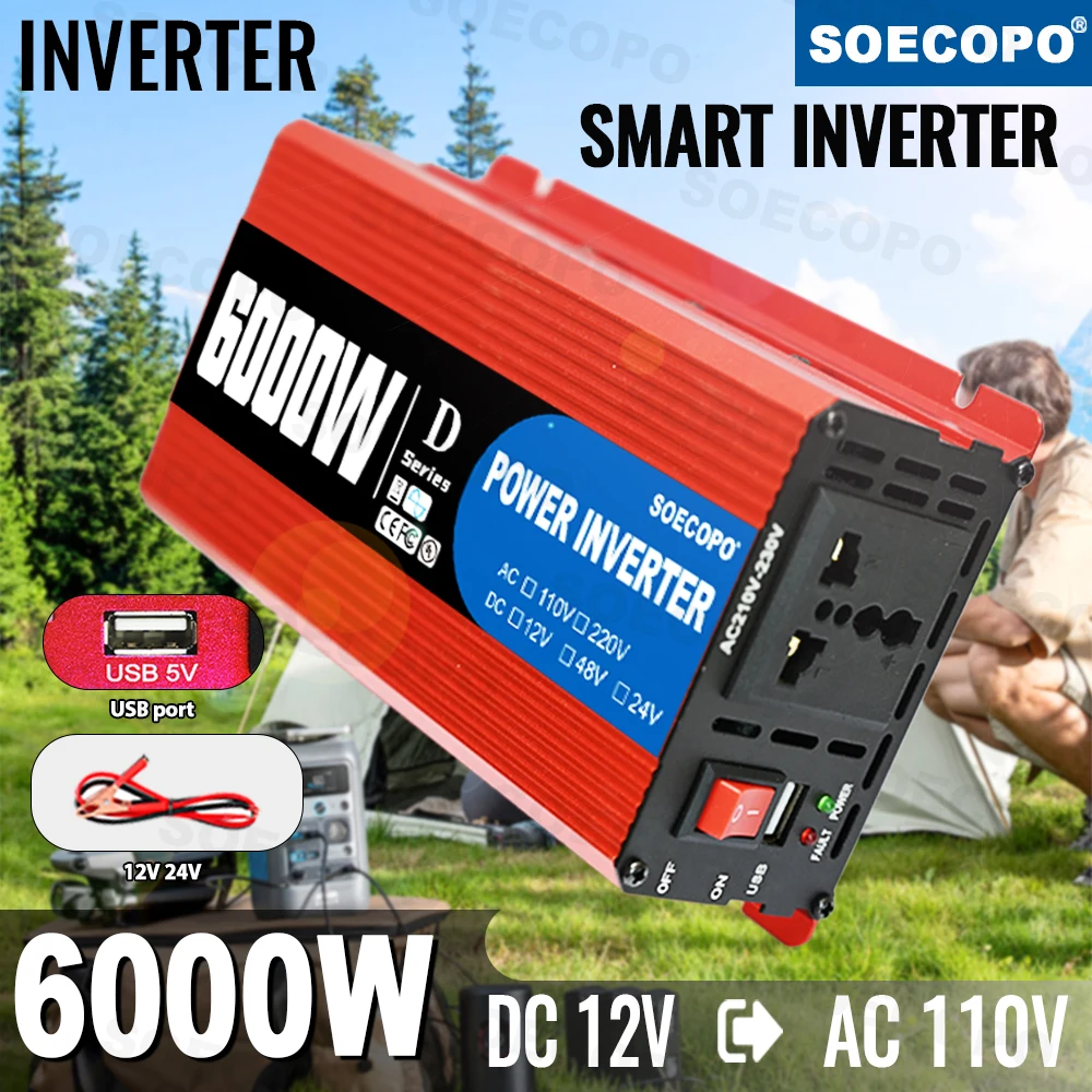 SOECOPO 10000W Power Car Inverter, DC 12V to AC 110V Car Voltage Converter, Power Adapter for Car Accessories & Camping RV
SOECOPO 10000W Power Car Inverter, DC 12V to AC 110V Car Voltage Converter, Power Adapter for Car Accessories & Camping RV