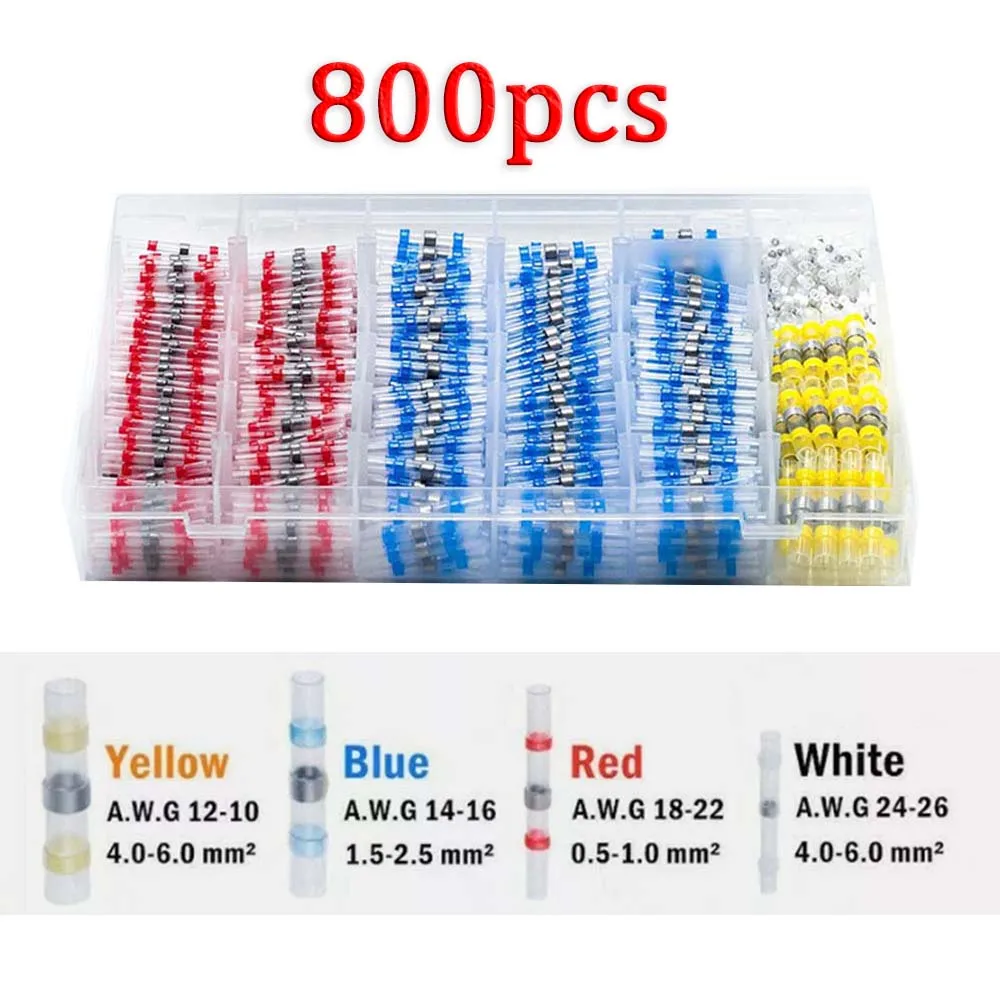 800PCS Solder Seal Wire Connectors, Heat Shrink Wire Connectors, Insulated Waterproof Wire connectors Wire connectors kit
800PCS Solder Seal Wire Connectors, Heat Shrink Wire Connectors, Insulated Waterproof Wire connectors Wire connectors kit