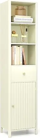 67" Tall Bathroom Cabinet, Narrow Storage Cabinet w/3-Level Adjustable Interior Shel, 1 Der & 3 Open Shelves, reestanding loor S
67" Tall Bathroom Cabinet, Narrow Storage Cabinet w/3-Level Adjustable Interior Shel, 1 Der & 3 Open Shelves, reestanding loor S