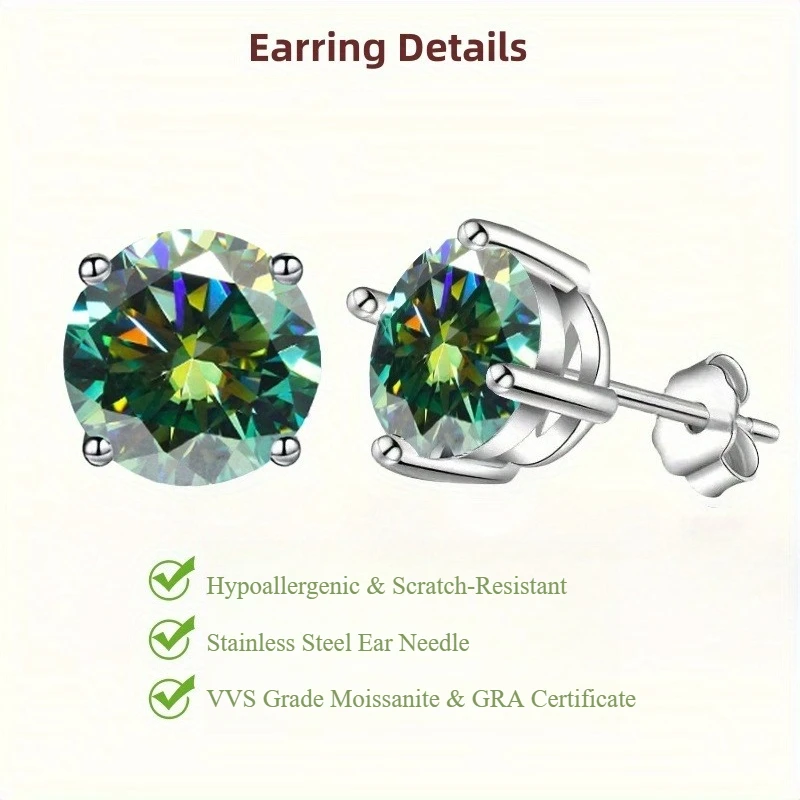 A Pair 0.5/2Carat VVS Synthetic Moissanite Earrings, Minimalist Jewelry for Women and Men, Earrings for Women.
A Pair 0.5/2Carat VVS Synthetic Moissanite Earrings, Minimalist Jewelry for Women and Men, Earrings for Women.