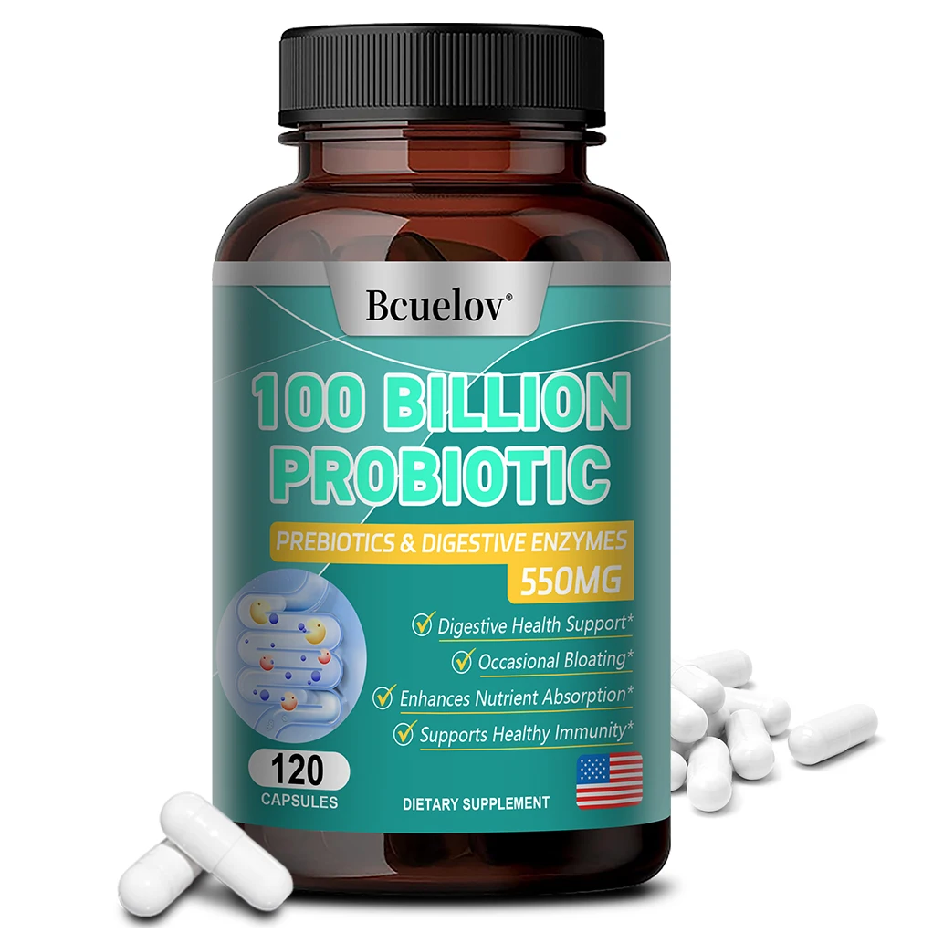 Probiotics 100 Billion CFU - with Prebiotics, Digestive Enzymes, Supports Immune, Gut Health for Women & Men - 120 Capsules
Probiotics 100 Billion CFU - with Prebiotics, Digestive Enzymes, Supports Immune, Gut Health for Women & Men - 120 Capsules