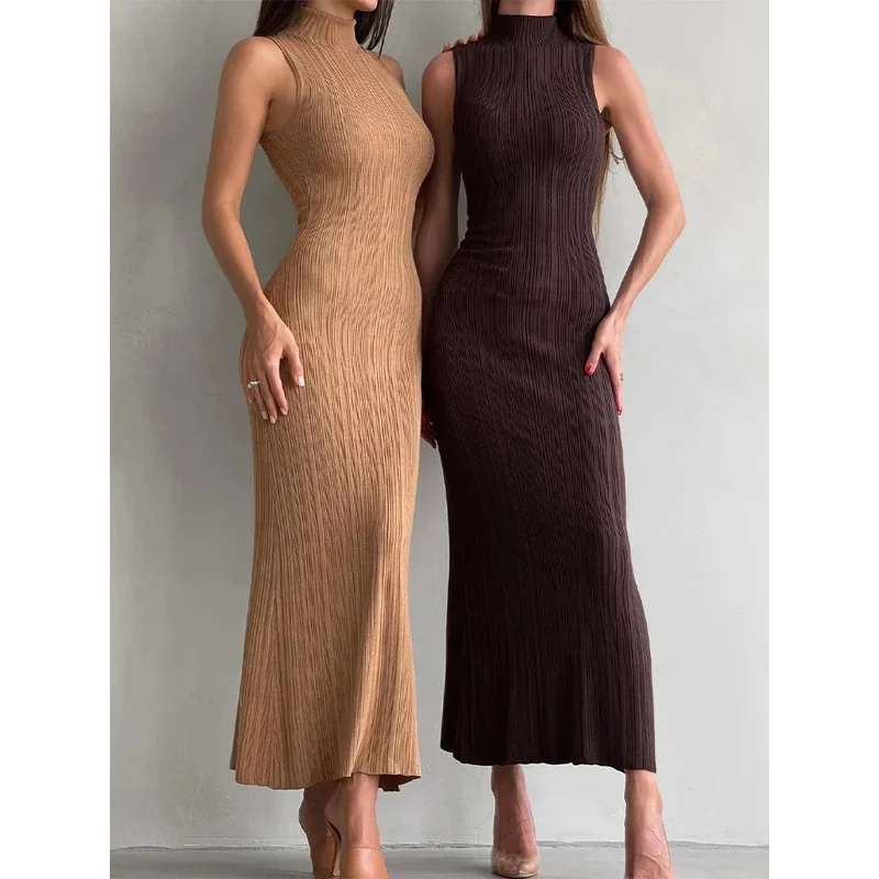 JINIA Sleeveless Knitwear Turtleneck Long Dress Female Slim Elegant Fashion Autumn 2023 Ribbed Knit Dress For Women Maxi Dress
JINIA Sleeveless Knitwear Turtleneck Long Dress Female Slim Elegant Fashion Autumn 2023 Ribbed Knit Dress For Women Maxi Dress