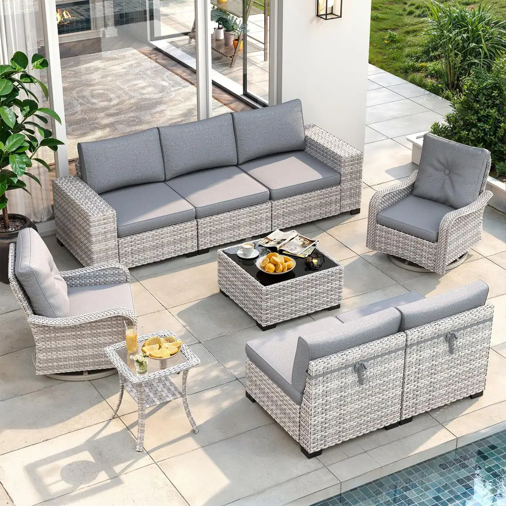 Piece Outdoor Patio Furniture Set with Swivel Chairs, 7Seats Wicker Sectional Sofa Set with Thickened Cushions amp Coffee Table
Piece Outdoor Patio Furniture Set with Swivel Chairs, 7Seats Wicker Sectional Sofa Set with Thickened Cushions amp Coffee Table