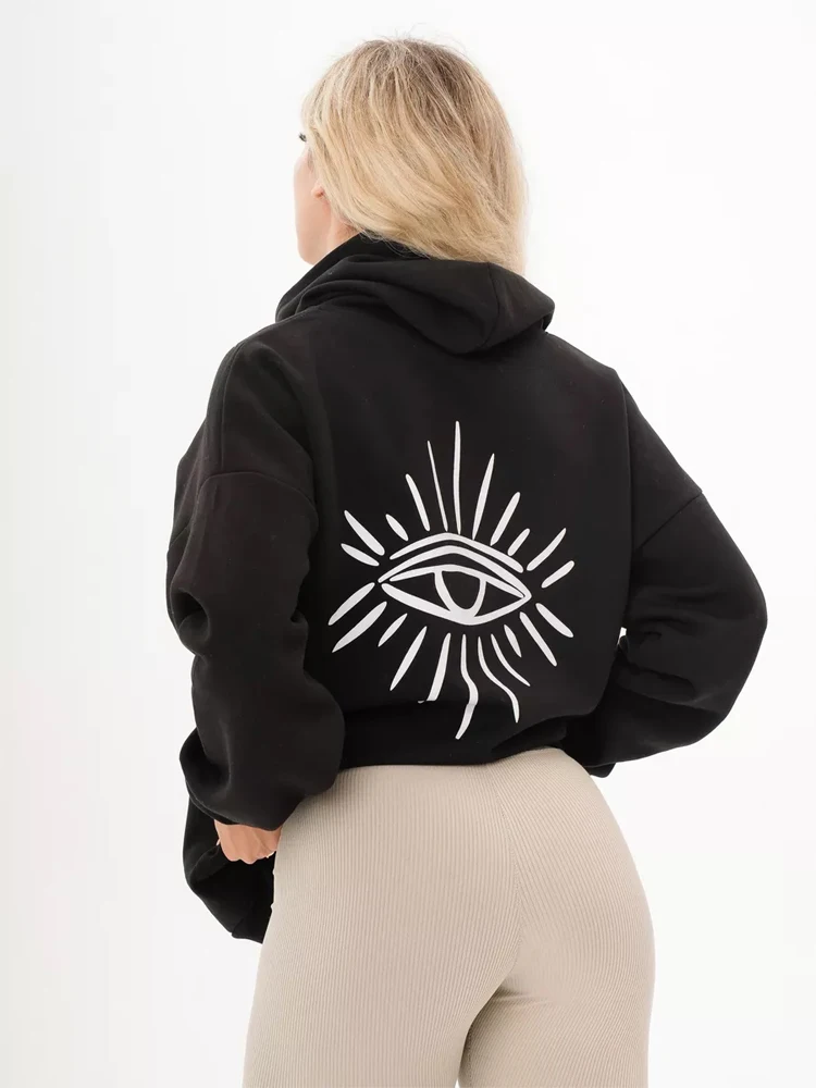 Уличная одежда, всесветящиеся женские толстовки с принтом глаз, осень 2024, свободные черные пуловеры, теплая женская одежда, топы
Уличная одежда, всесветящиеся женские толстовки с принтом глаз, осень 2024, свободные черные пуловеры, теплая женская одежда, топы