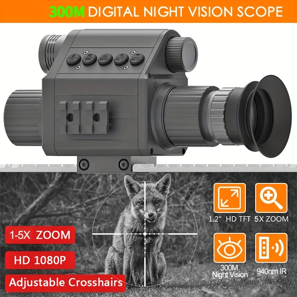 COMS imaging night vision sights, AI 5x, Built in crosshair, infrared visible 300 meters/fishing/camping/outdoor sports
COMS imaging night vision sights, AI 5x, Built in crosshair, infrared visible 300 meters/fishing/camping/outdoor sports