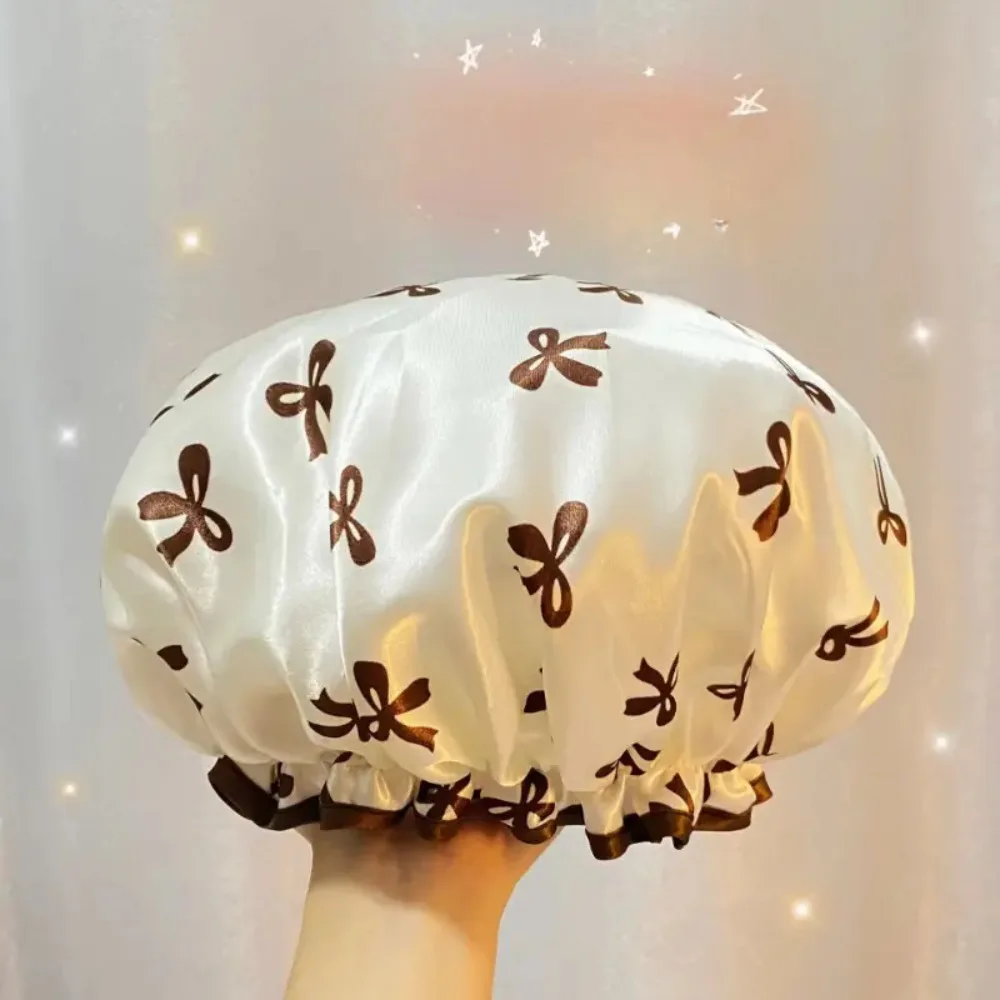 Waterproof Double Layer Shower Caps Anti-Fouling Reusable Bath Caps Elegant Bow Pattern Design Thickened Shampoo Cap Women
Waterproof Double Layer Shower Caps Anti-Fouling Reusable Bath Caps Elegant Bow Pattern Design Thickened Shampoo Cap Women