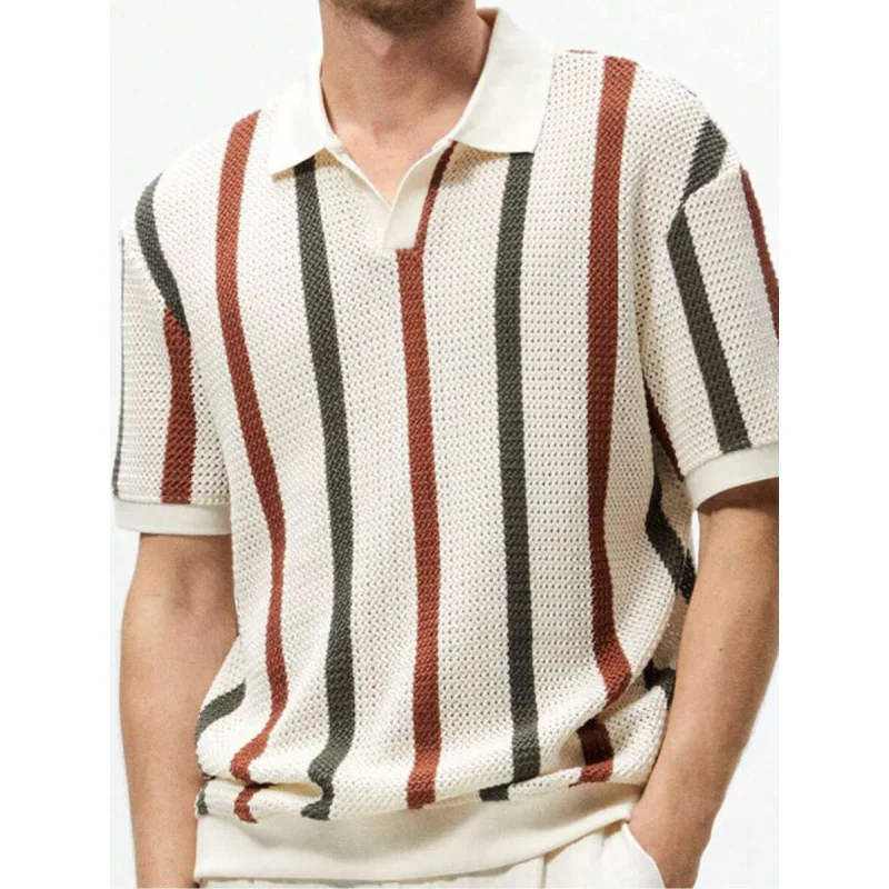 Geometric Stripe Men's T-shirt Color Block Knitted Shirt Spring 2026 Non-deformable Fabric Floral Embroidery Other Sleeve Type
Geometric Stripe Men's T-shirt Color Block Knitted Shirt Spring 2026 Non-deformable Fabric Floral Embroidery Other Sleeve Type