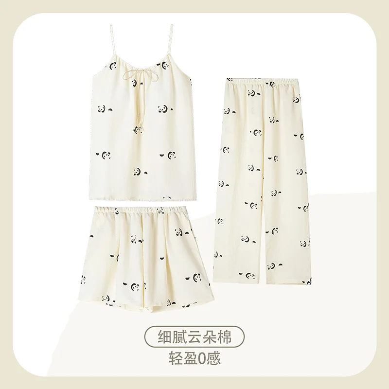 Summer Breathable Nightwear for Women Sleeveless Sleeping Top Shorts Long Pant 3Pcs/set Home Clothes for Young Girl Female Mujer
Summer Breathable Nightwear for Women Sleeveless Sleeping Top Shorts Long Pant 3Pcs/set Home Clothes for Young Girl Female Mujer