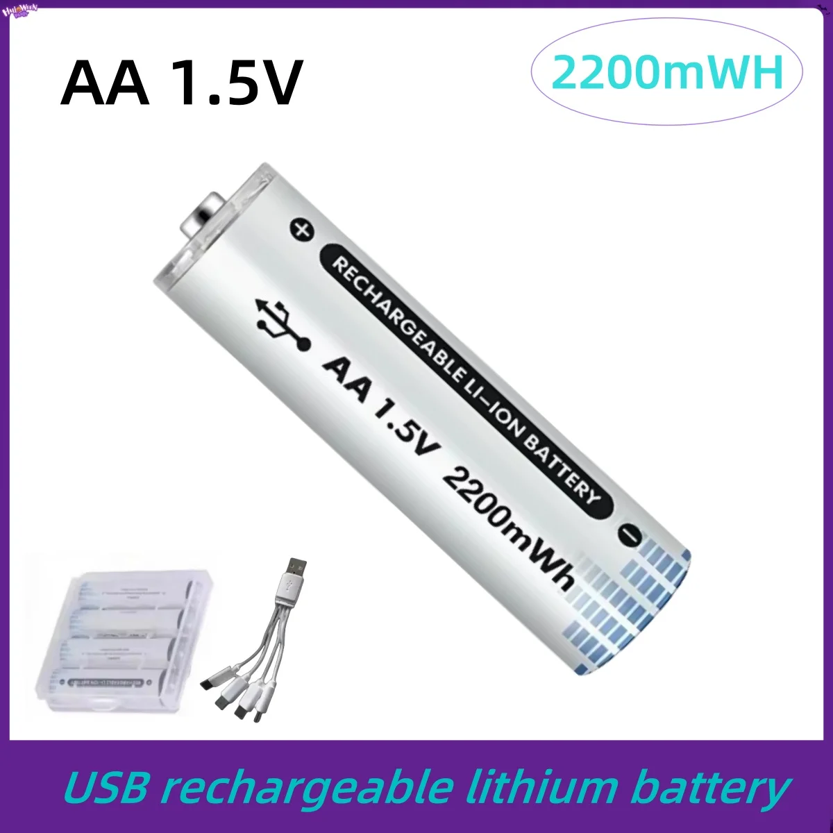 Hot Rechargeable AA Batteries 2200mWh Large Capacity Type-C Fast Charge 1.5V Polymer Lithium Battery for Mic Toy Flashlight
Hot Rechargeable AA Batteries 2200mWh Large Capacity Type-C Fast Charge 1.5V Polymer Lithium Battery for Mic Toy Flashlight