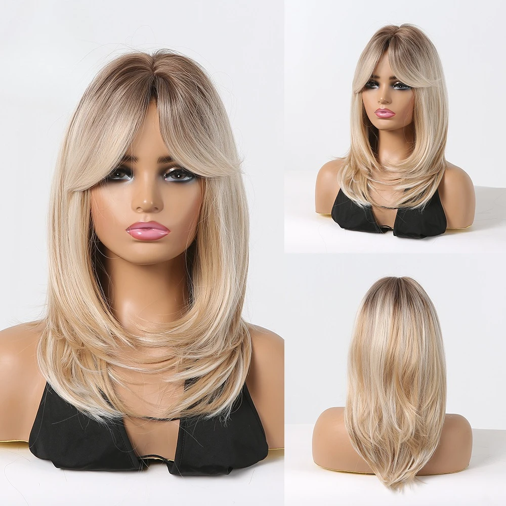 European and American 22inch women long curly hair eight-character bangs dyeing gradual change brown wig
European and American 22inch women long curly hair eight-character bangs dyeing gradual change brown wig