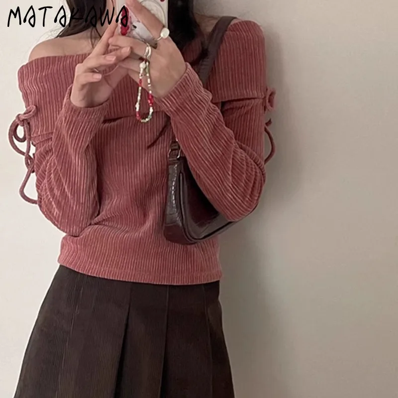 Matakawa Slash Neck Autumn Winter Clothes Woman Sweaters Solid Korean Fashion Pullovers Elegant Simple Chic Sueter Mujer
Matakawa Slash Neck Autumn Winter Clothes Woman Sweaters Solid Korean Fashion Pullovers Elegant Simple Chic Sueter Mujer