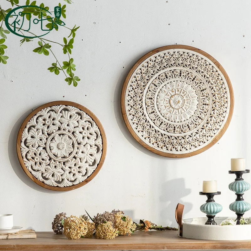 Round wall hanging antique carved background wall decoration living room craft painting
Round wall hanging antique carved background wall decoration living room craft painting