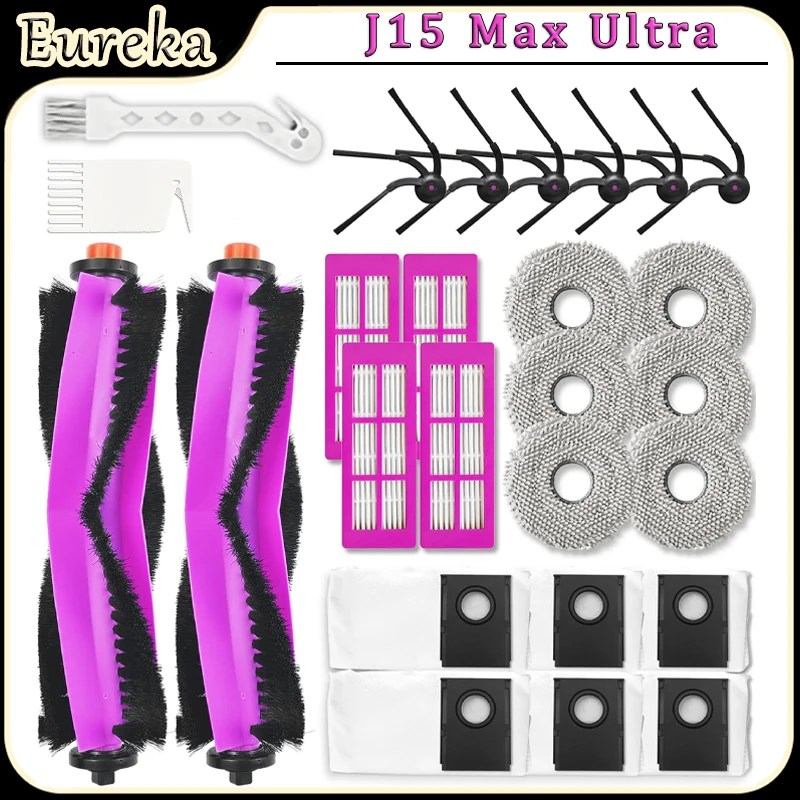 Replacement Parts Kit For Eureka J15 Max Ultra Robot Vacuum Accessories,Main Brushes,HEPA Filter,Mop Pads,Side Brushes,Dust Bags
Replacement Parts Kit For Eureka J15 Max Ultra Robot Vacuum Accessories,Main Brushes,HEPA Filter,Mop Pads,Side Brushes,Dust Bags