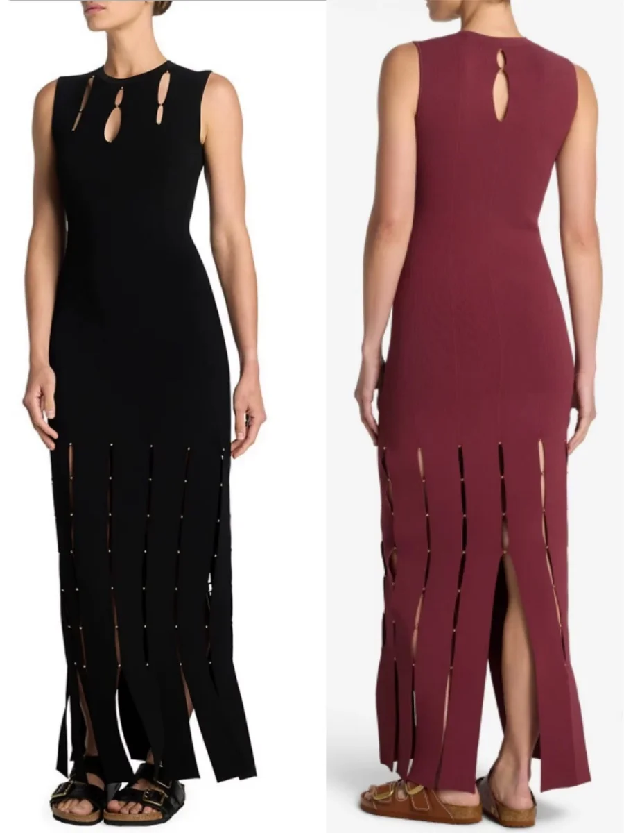 Embroidery Hollow Out Women's Knitted Robe Round Neck Sleeveless Stretch Elegant Ladies Long Dress
Embroidery Hollow Out Women's Knitted Robe Round Neck Sleeveless Stretch Elegant Ladies Long Dress