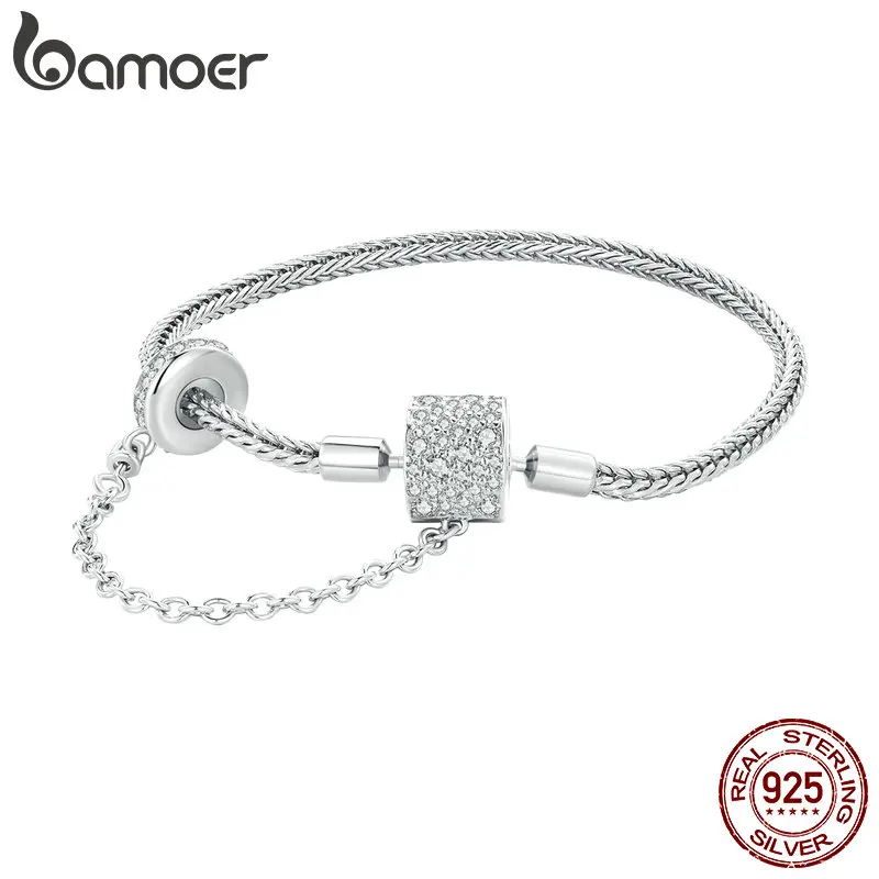 Bamoer Authentic 925 Sterling Silver Basic Charm Bracelet with Safty Chain Women Beads and Pendant DIY Bracelet BSB103
Bamoer Authentic 925 Sterling Silver Basic Charm Bracelet with Safty Chain Women Beads and Pendant DIY Bracelet BSB103