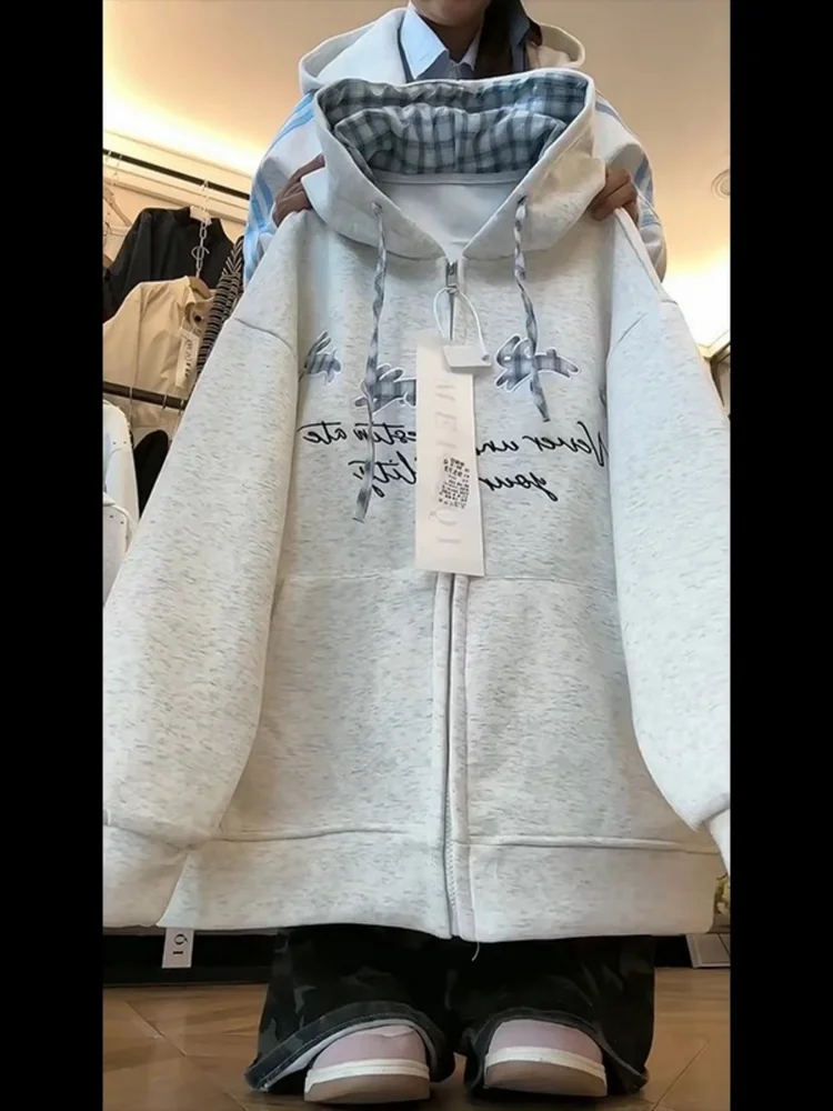 Korean Style Lazy Embroidered Open Cardigan Hoodie Women's Autumn Winter Loose Casual Outerwear Top Fashion Age Reduction
Korean Style Lazy Embroidered Open Cardigan Hoodie Women's Autumn Winter Loose Casual Outerwear Top Fashion Age Reduction