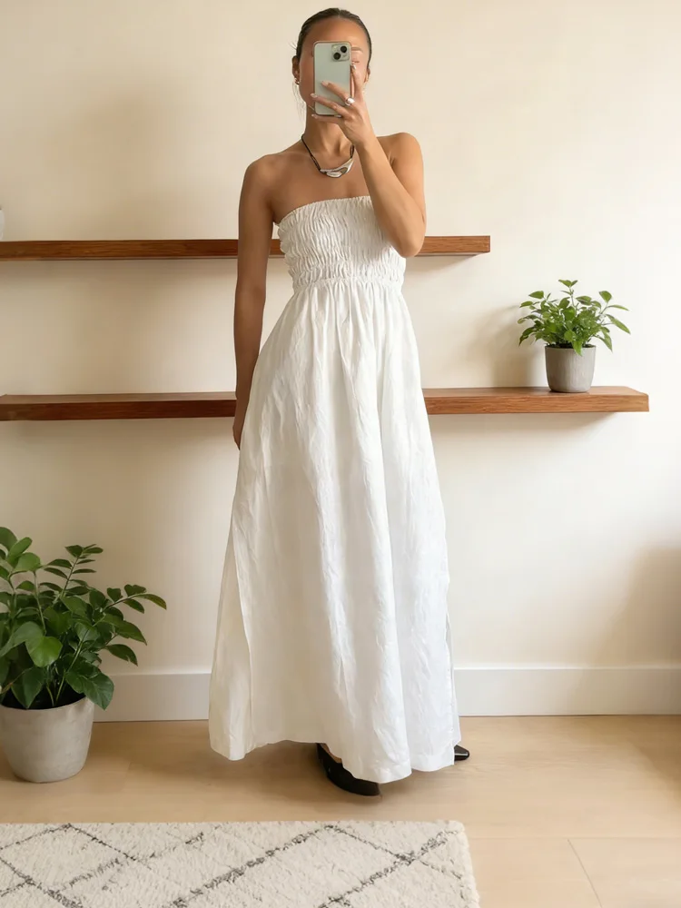 Tossy White Fashion Backless Long Dress For Women Patchwork High Waist Bandeau Elegant Party Dress Female Commute Maxi Dress New
Tossy White Fashion Backless Long Dress For Women Patchwork High Waist Bandeau Elegant Party Dress Female Commute Maxi Dress New