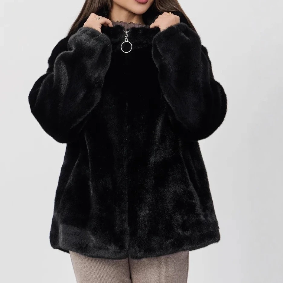 Women Faux Fur Coats Hooded Jackets Overcoats Long Sleeves Zipper Drawstring Hem Thick Loose Elegant Casual Autumn Winter 2025 
Women Faux Fur Coats Hooded Jackets Overcoats Long Sleeves Zipper Drawstring Hem Thick Loose Elegant Casual Autumn Winter 2025