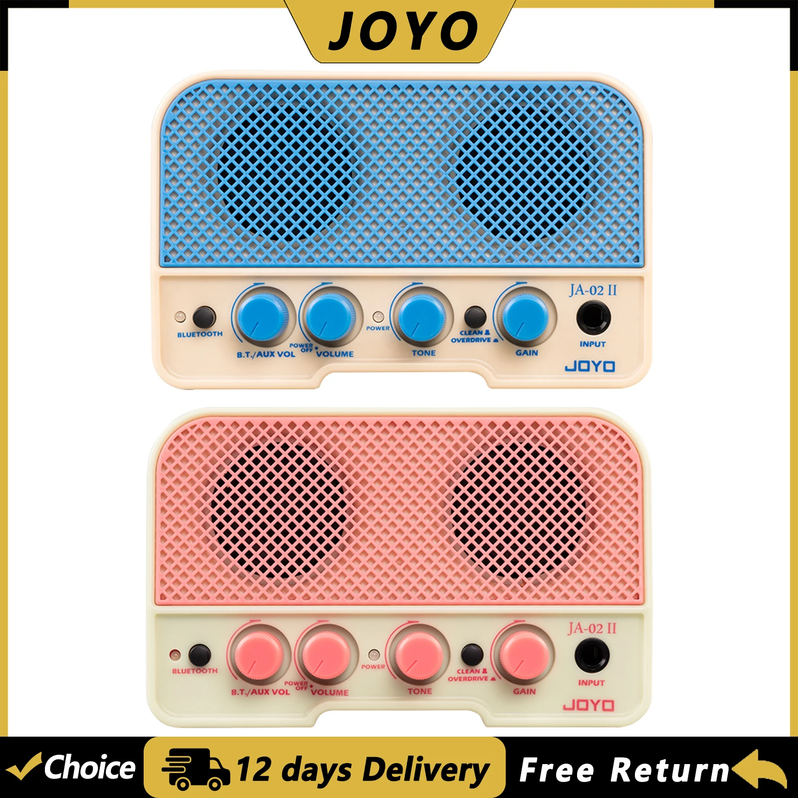 JOYO JA-02 II Guitar Amplifier 5W Dual Channel Clean & Overdirve Effect Mini Guitar AMP with Bluetooth 5.0 AUX Connetor
JOYO JA-02 II Guitar Amplifier 5W Dual Channel Clean & Overdirve Effect Mini Guitar AMP with Bluetooth 5.0 AUX Connetor