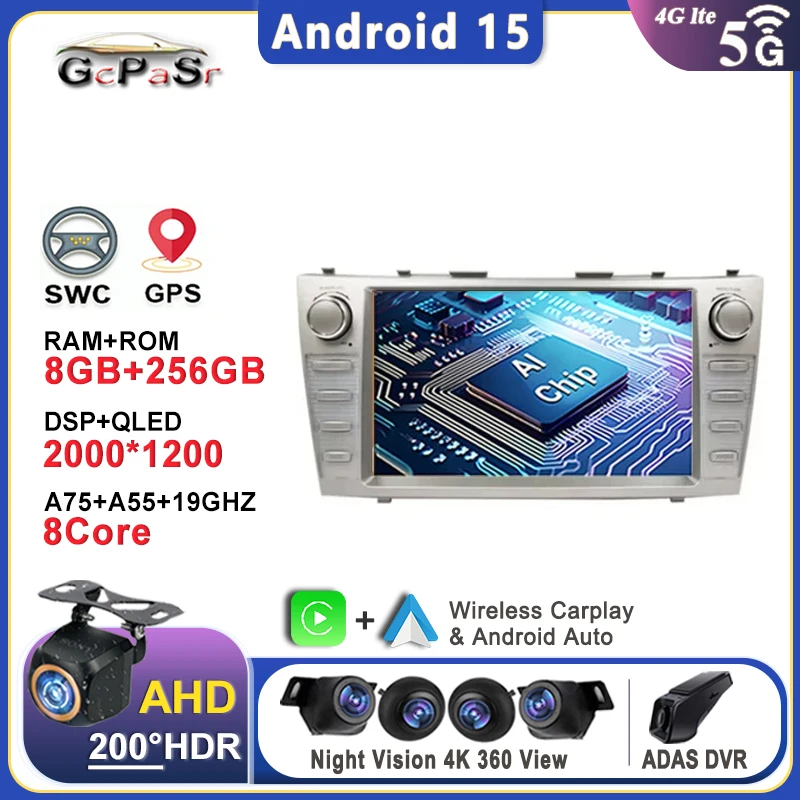 9" Android 15 Carplay Auto For Toyota Camry XV40 Aurion 2007 - 2011 2 Din Car Multimedia Stereo Player GPS Navigation Wifi FM 4G
9" Android 15 Carplay Auto For Toyota Camry XV40 Aurion 2007 - 2011 2 Din Car Multimedia Stereo Player GPS Navigation Wifi FM 4G