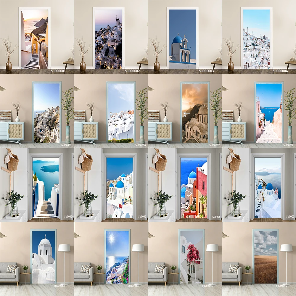 3D Santorini Door Sticker Greece White Blue Church Island Sea View Removable Self Adhesive Wallpaper Home Decor
3D Santorini Door Sticker Greece White Blue Church Island Sea View Removable Self Adhesive Wallpaper Home Decor