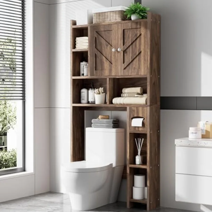 Over the Toilet Storage Cabinet for Bathroom Use Walnut Wood Brown Freestanding with Adjustable Shelf and Built-in Toilet Paper
Over the Toilet Storage Cabinet for Bathroom Use Walnut Wood Brown Freestanding with Adjustable Shelf and Built-in Toilet Paper