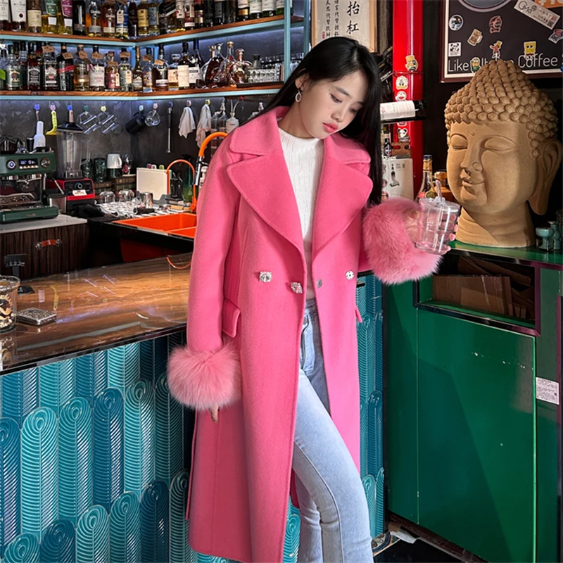 Fox Fur Reversible Cashmere Coat Mid-Length 2023 Autumn and Winter New Woolen Fur Coat for Women Lace-up Turn-down Collar
Fox Fur Reversible Cashmere Coat Mid-Length 2023 Autumn and Winter New Woolen Fur Coat for Women Lace-up Turn-down Collar