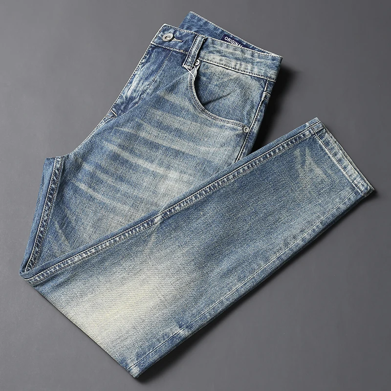 Fashion Designer Men Jeans Retro Blue High Quality Elastic Slim Fit Ripped Jeans Men Vintage Trousers Casual Denim Pants Hombre
Fashion Designer Men Jeans Retro Blue High Quality Elastic Slim Fit Ripped Jeans Men Vintage Trousers Casual Denim Pants Hombre