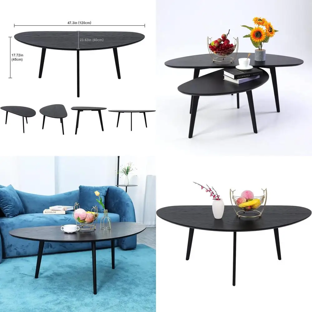 Oval Black Mid Century Modern Coffee Table for Living Rooms and Compact Spaces, 47.3W x 23.63D x 17.72H
Oval Black Mid Century Modern Coffee Table for Living Rooms and Compact Spaces, 47.3W x 23.63D x 17.72H