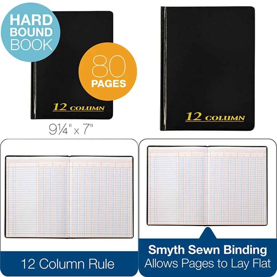 Account Book, 7 x 9.25 Inch, Black, 12-Columns, 80 Pages ARB8012M
Account Book, 7 x 9.25 Inch, Black, 12-Columns, 80 Pages ARB8012M