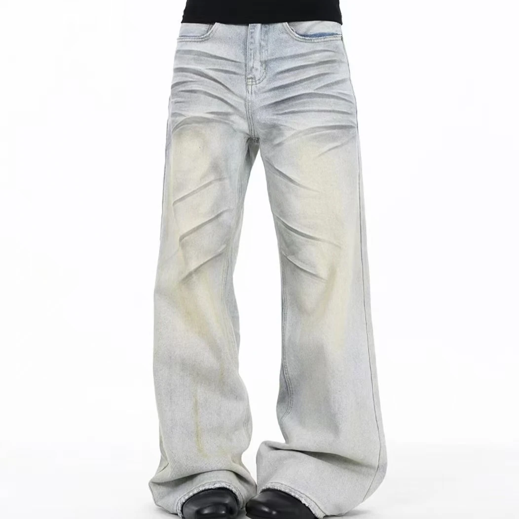 American High Street Heavy Industry Splicing Retro Coated Micro-Flared Jeans Men And Women Light Blue Gothic Casual Loose Jeans
American High Street Heavy Industry Splicing Retro Coated Micro-Flared Jeans Men And Women Light Blue Gothic Casual Loose Jeans