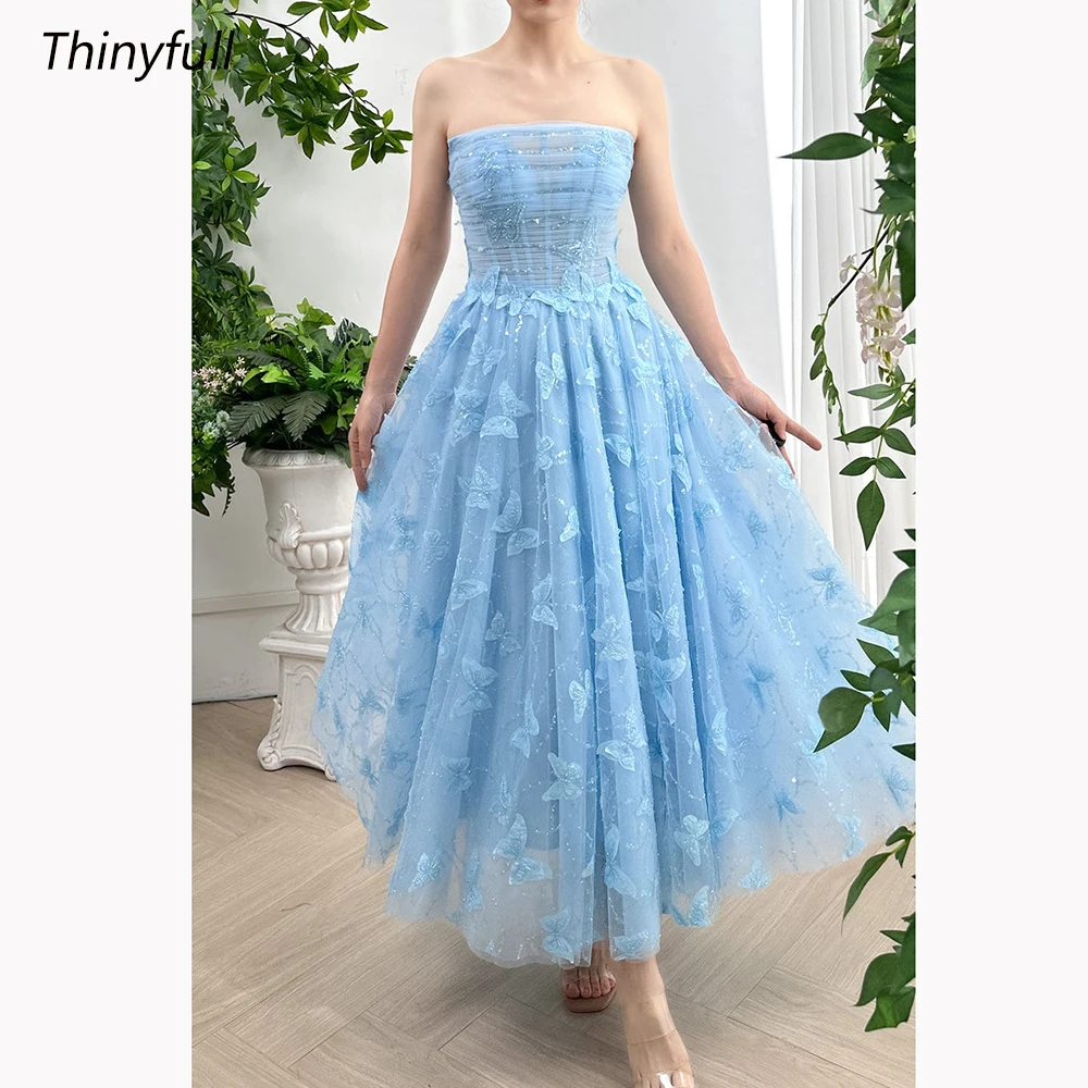 Thinyfull A-line Tulle Prom Dresses Strapless Sleeveless Butterfly Evening Gown Tea-length Special Occasion Dress Customized
Thinyfull A-line Tulle Prom Dresses Strapless Sleeveless Butterfly Evening Gown Tea-length Special Occasion Dress Customized