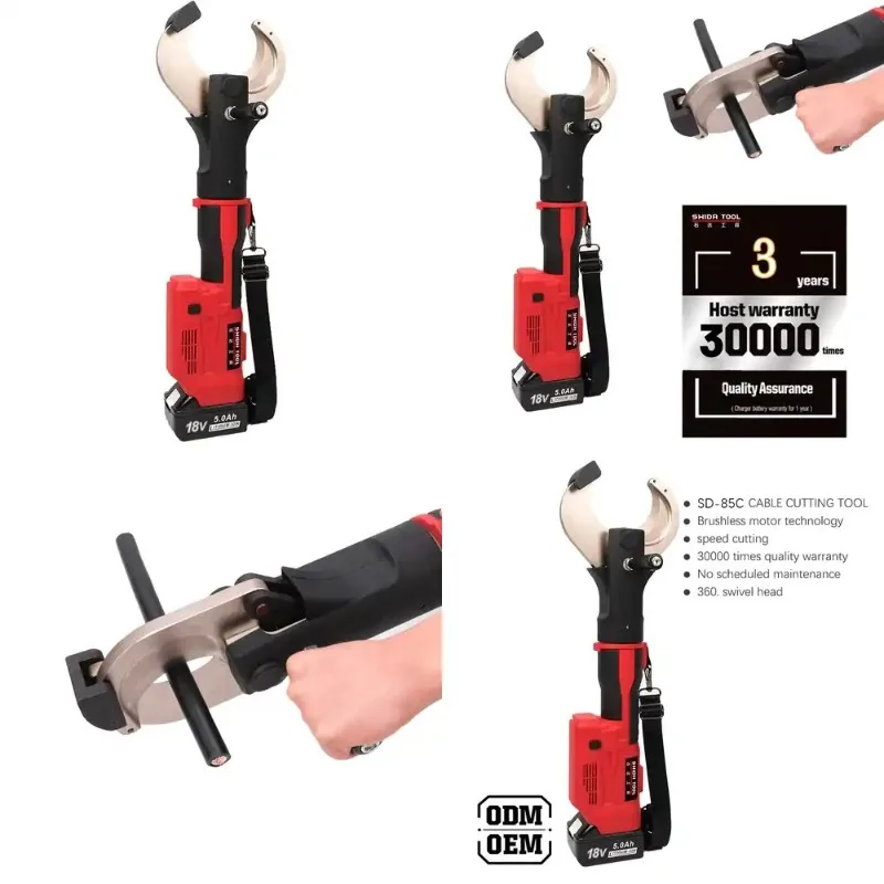 B85C High Efficiency Electric Hydraulic Cable Cutter Cordless 18V Battery Operated Tool for Armoured ACSR Copper Aluminum
B85C High Efficiency Electric Hydraulic Cable Cutter Cordless 18V Battery Operated Tool for Armoured ACSR Copper Aluminum