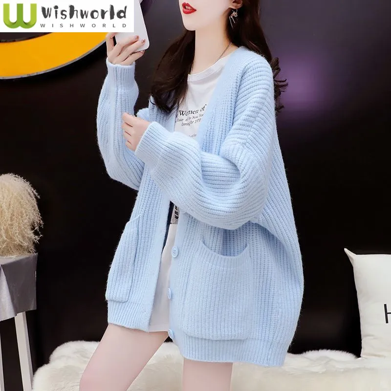V-neck Knitted Sweater Cardigan Women's 2023 New Spring and Autumn Loose Versatile Knitted Elegant Women's Coat
V-neck Knitted Sweater Cardigan Women's 2023 New Spring and Autumn Loose Versatile Knitted Elegant Women's Coat
