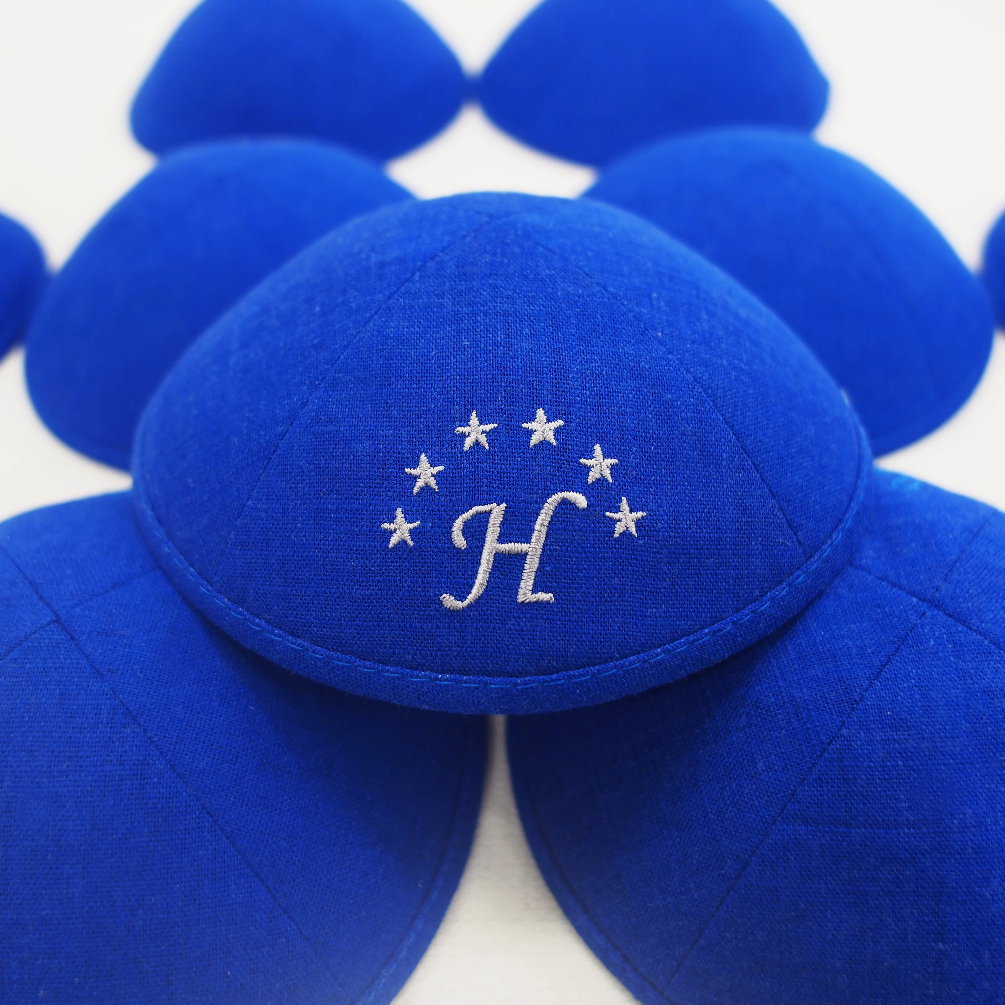 Dark blue custom embroidered linen kippah Jewish Ahava, customizable for weddings, barbat mitzvahs, and Jewish gifts
Dark blue custom embroidered linen kippah Jewish Ahava, customizable for weddings, barbat mitzvahs, and Jewish gifts