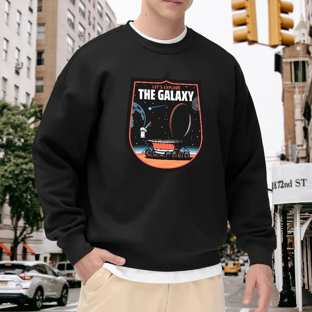 Men's Black Crewneck Loose Sweatshirt with Spaceship Print, Trendy Street Casual Style, Comfortable and Versatile for Everyday Wear, Unique Fashion Pullover
Men's Black Crewneck Loose Sweatshirt with Spaceship Print, Trendy Street Casual Style, Comfortable and Versatile for Everyday Wear, Unique Fashion Pullover