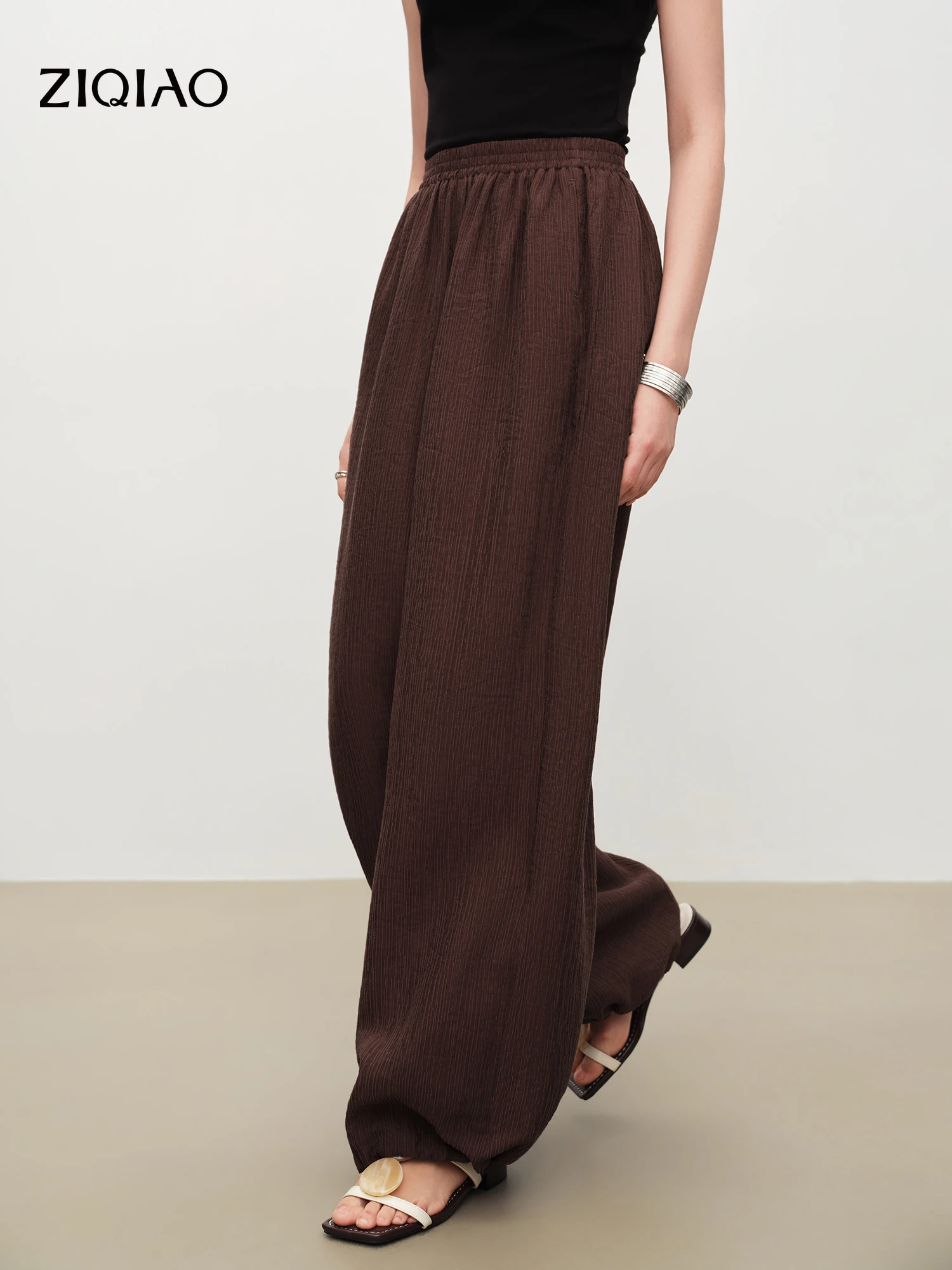 ZIQIAO 2026 Summer Women's Textured Wool Blend Balloon Pants - Elastic Waist Wide Leg Trousers for Casual Daily and Summer Wear
ZIQIAO 2026 Summer Women's Textured Wool Blend Balloon Pants - Elastic Waist Wide Leg Trousers for Casual Daily and Summer Wear