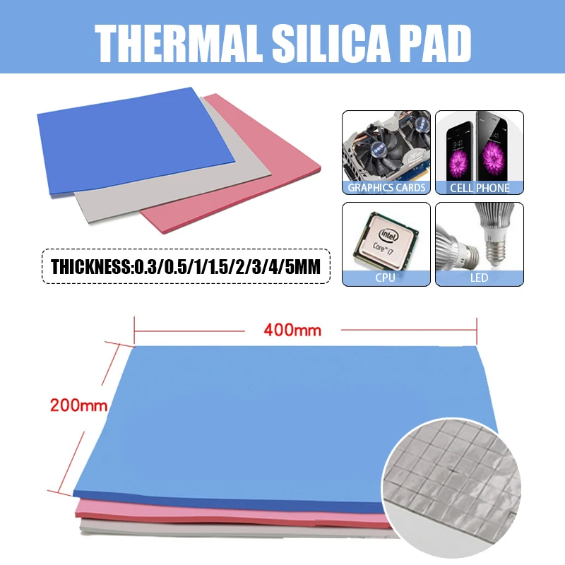 200*400mm Heat Conductive Silicone Pad High Temperature Insulation Computer Graphics Card Silicone Heat Sink GPU CPU Thermal Pad
200*400mm Heat Conductive Silicone Pad High Temperature Insulation Computer Graphics Card Silicone Heat Sink GPU CPU Thermal Pad